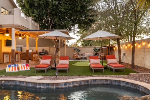 Lounge by the heated pool