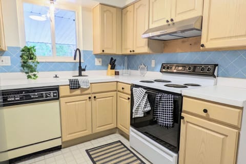 This kitchen is a marvel of space-saving design, offering everything you need in a stylish, compact layout. It's perfect for whipping up anything from a morning coffee to a light meal, all in a contemporary setting.