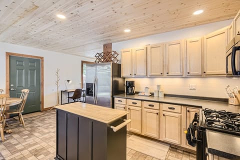 Our kitchen is a culinary delight, fully equipped for quick snacks or preparing gourmet meals, blending convenience with style.