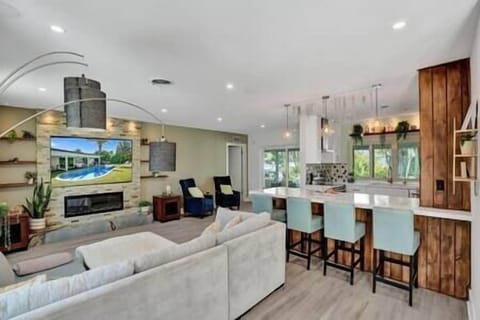 Living room with fireplace