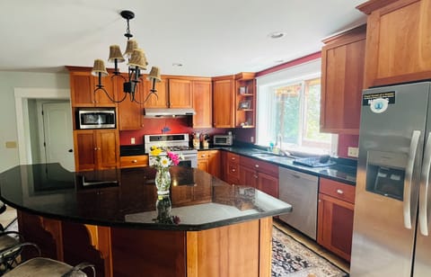 Full gourmet kitchen, Viking range and stainless-steel appliances