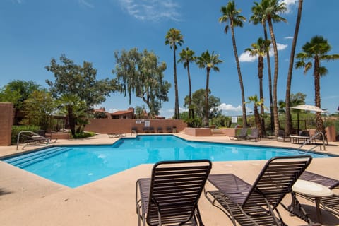 Resort-style heated pool is a cozy 86-88 degrees during the winter months.