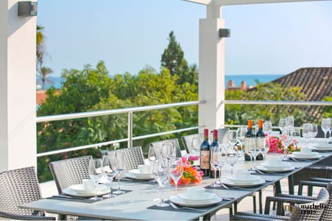 Dining outside with a view.