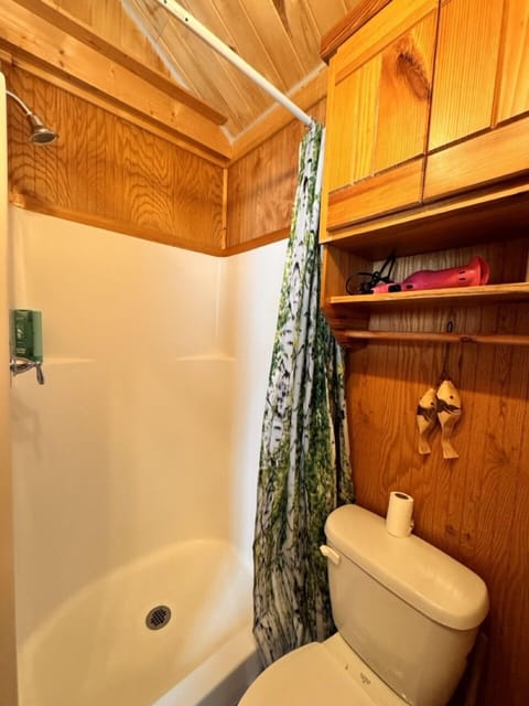 Bathroom with a full size shower to clean off and relax