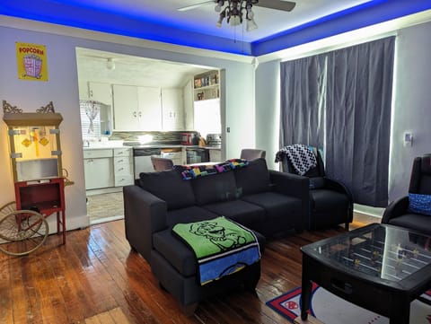 Working popcorn machine! Foosball coffee table! 