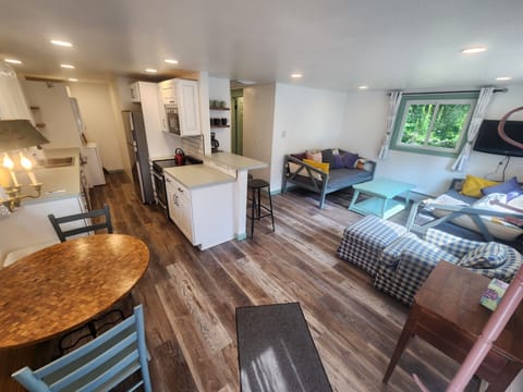 Newly rehabbed garden apartment with a 5 piece kitchen and washer and dryer.