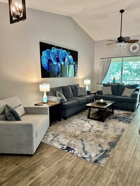 Living area with sliders that open to the lanai.