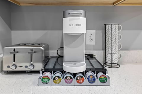 Toaster, coffee mugs, and coffee maker/ Keurig with K-Cups
