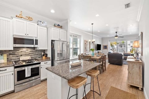 Dinner on the stove, charcuterie board on the island - this is vacation