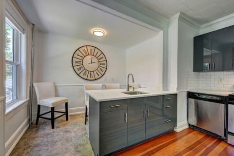 This well-appointed kitchen is a great space for cooking meals and hanging out  