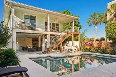 Pool view looking at the house