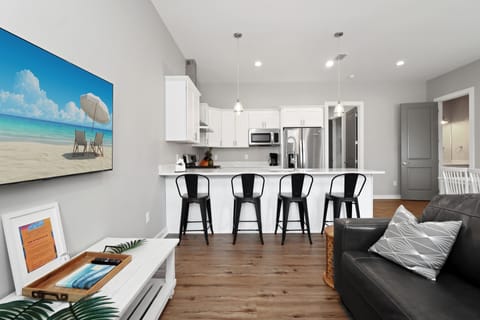 Living Room and Kitchen with Bar Seating
