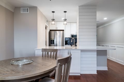The front hall brings you passed the kitchen to the dining room/great room