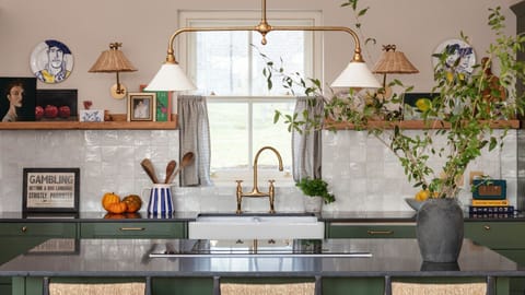 The Old Rectory - the kitchen island with bar seating