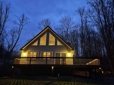 Three Pines Chalet at Dusk