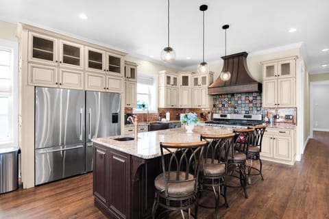 Kitchen area with  seating for five