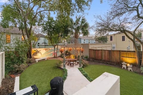 The front view of the spacious backyard. 