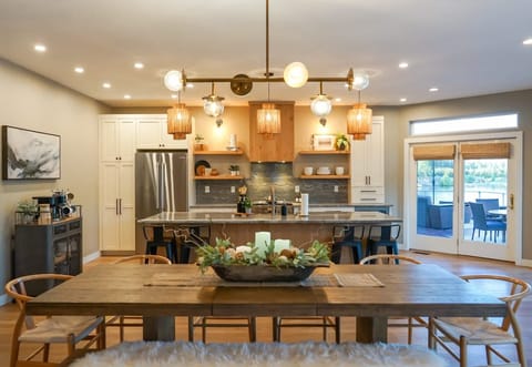 Large dining table for meals & game nights.