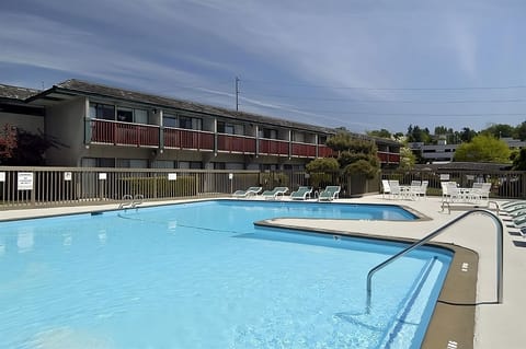 Spend sunny afternoons swimming laps and stretching out poolside.