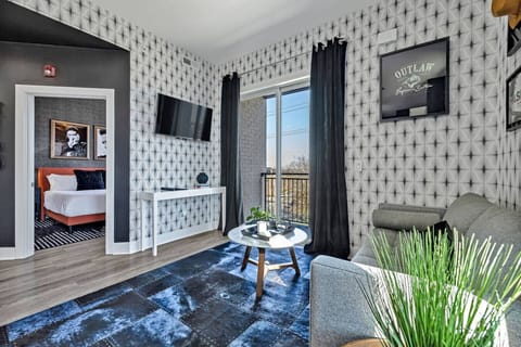 Living room with access to a private balcony