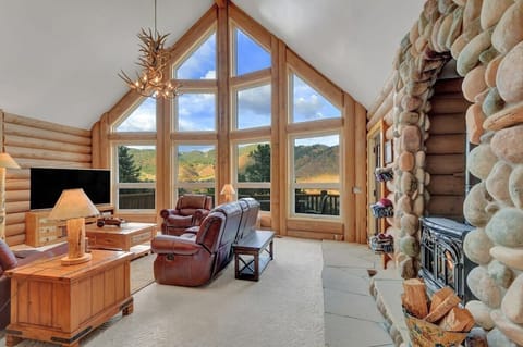 Expansive living room with gas stove and views for miles - second level 