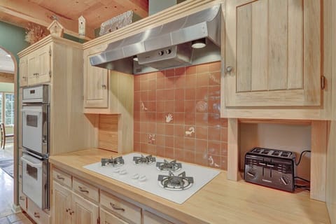 Gas cook top with glass top and double wall oven