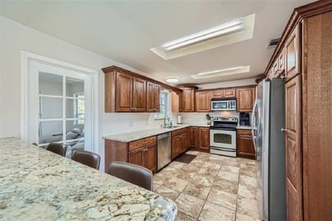 Kitchen with stainless steel appliances