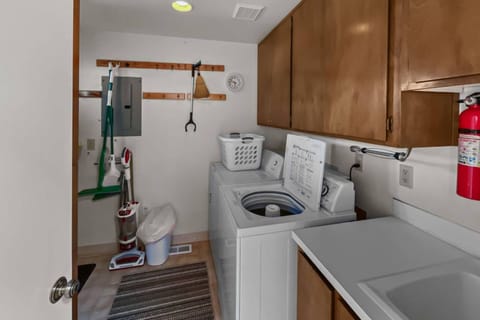 This rental has an up to date washing machine and dryer for guest use.
