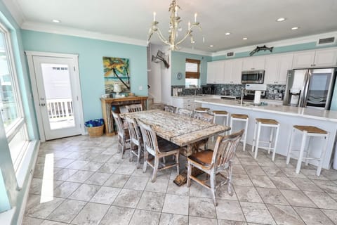 Large dining table for family to gather.