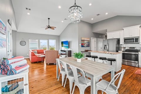 View of the dining area into the living room.