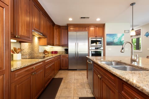 Stocked Gourmet kitchen with a wonderful supply of spices and oils