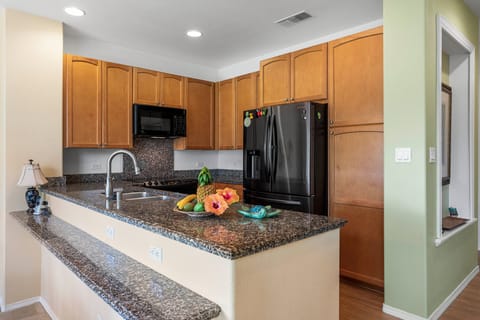 The well-equipped kitchen invites culinary adventures