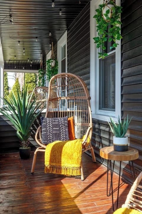 sun-soaked patio perfect for relaxing after a day of exploring columbus ☀️ a cozy outdoor nook you’ll love!