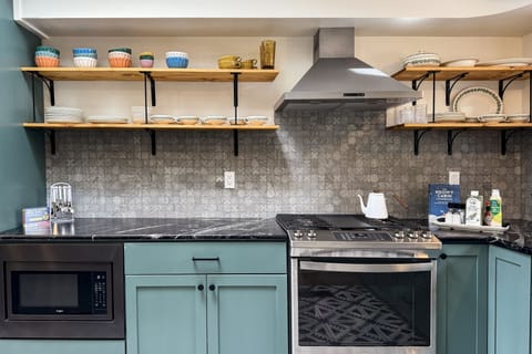 Kitchen with microwave and range/oven