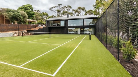 front tennis court cross shot from neighbours POV