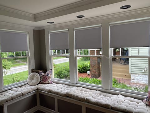 Designated private workspace in beautiful sunroom.