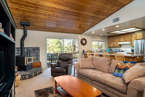 Family room with view of kitchen 