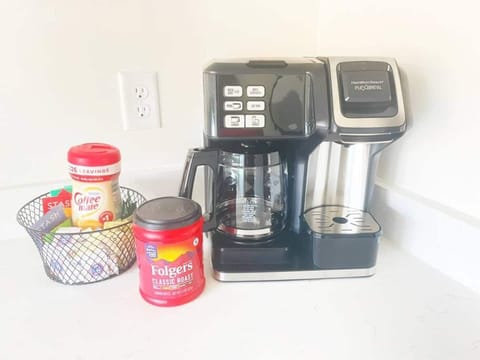 Coffee and hot tea provided with accompaniments.