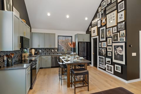 3rd Floor: Fully equipped kitchen stocked with your basic cooking essentials, stainless steel appliances, and dining area. (1st Floor)