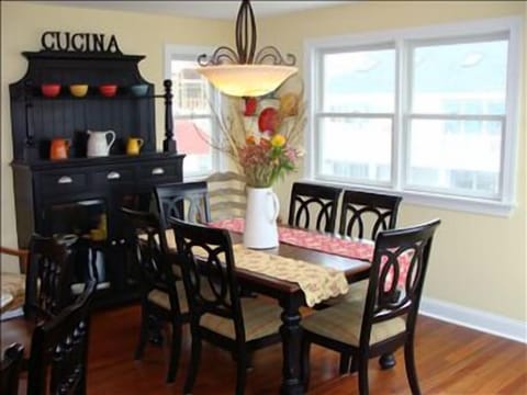 You can see the ocean from this dining room