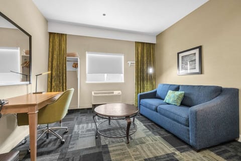 Settle into the cozy seating area after a busy day.