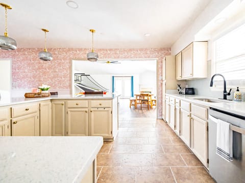 Spacious kitchen and Living Room with plenty of natural light