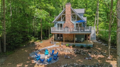 Exterior with Upper and Lower Decks and Firepit