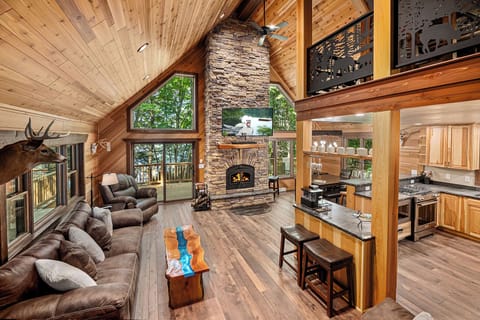 Great Room with two story fireplace