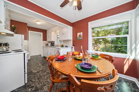 Dining room with seating for 6-Extra chairs in the garage. Open to the kitchen. -Sorry no dishwasher