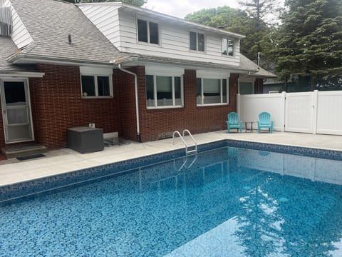 private backyard heated salt water pool