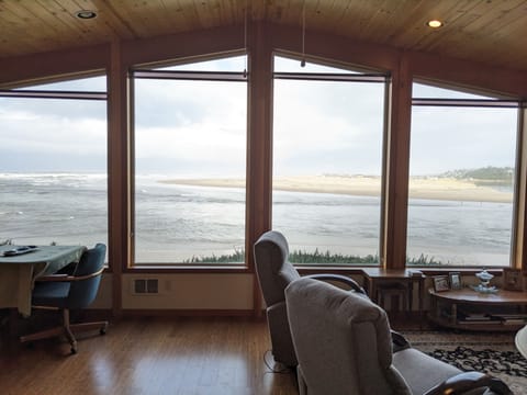 Picture windows in living room