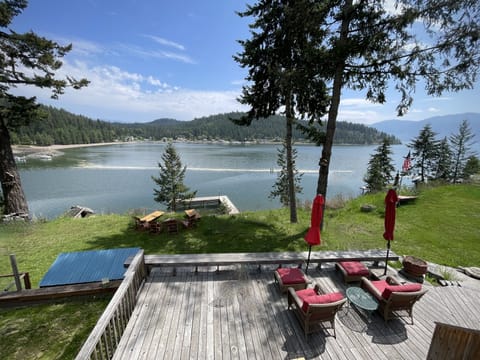 View of lower deck and fire pit. 