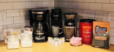 Coffee bar! Drip coffee maker, Keurig, & coffee bean grinder.  Coffee provided!
