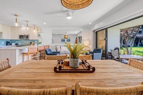 Six person dining table with great views.